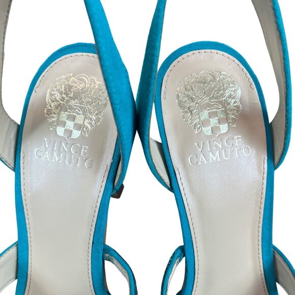 Vince Camuto Women’s Evening Jade Blue Suede Brevern Strappy Heels Sz 10M - New - Picture 6 of 10